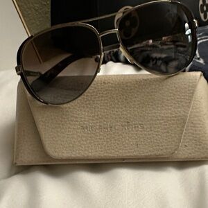 Michael Kors Brown Gradient Aviator Sunglasses with Gold Frame